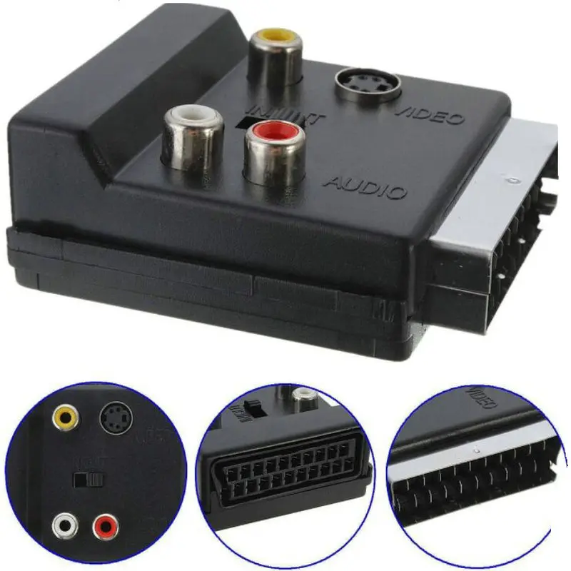 21p male and female SCART European plug to AV terminal adapter with ...