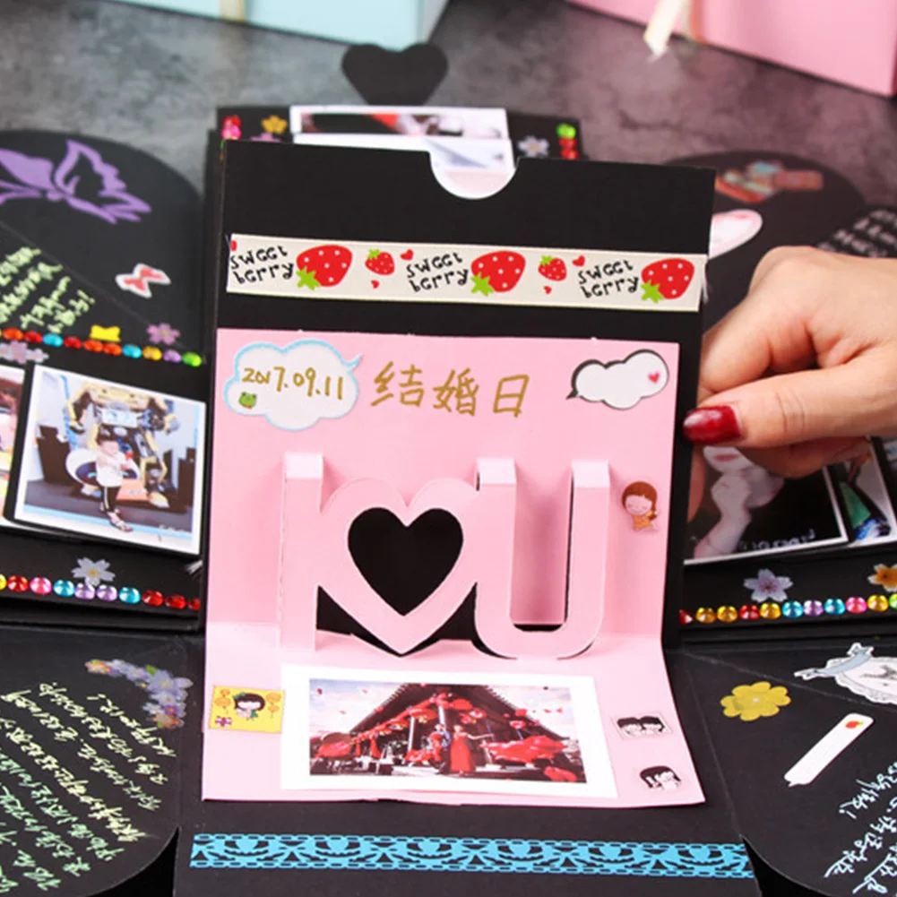 Взрывная коробка подарок на день рождения DIY любовь скрапбук юбилей фотоальбом сюрприз