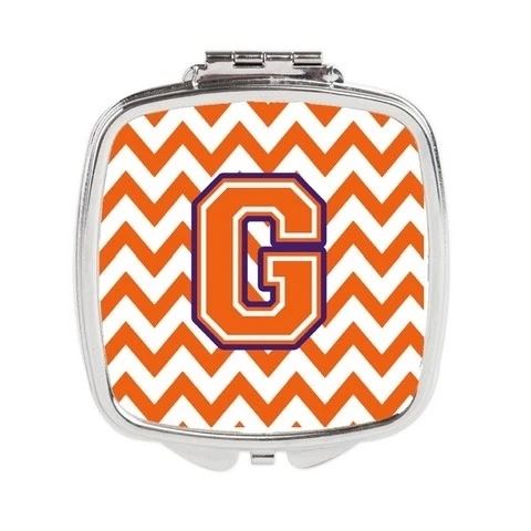 Carolines Treasures CJ1062-GSCM Letter G Chevron Orange & Regalia Compact Mirror (1)