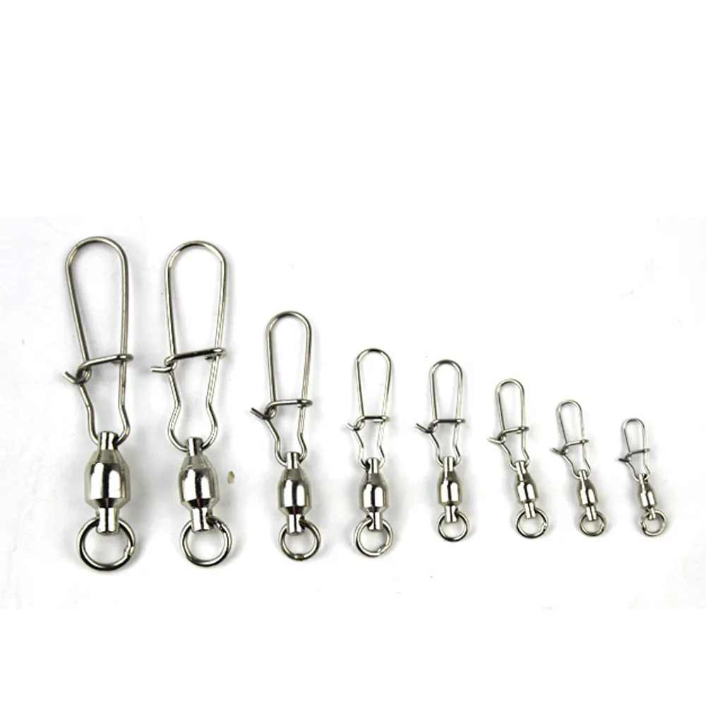 

10Pcs/lot Strong Ball Swivels with Sold Rings Split Ring Fishing swivel snap Connector Fishhook Fish Hook Fishing Accessories