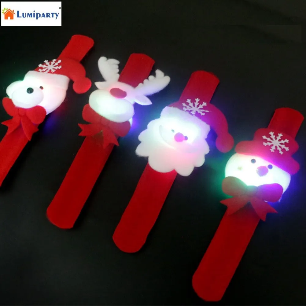LumiParty 10pcs/set Light Up Flash Christmas Slap Bracelet Xmas