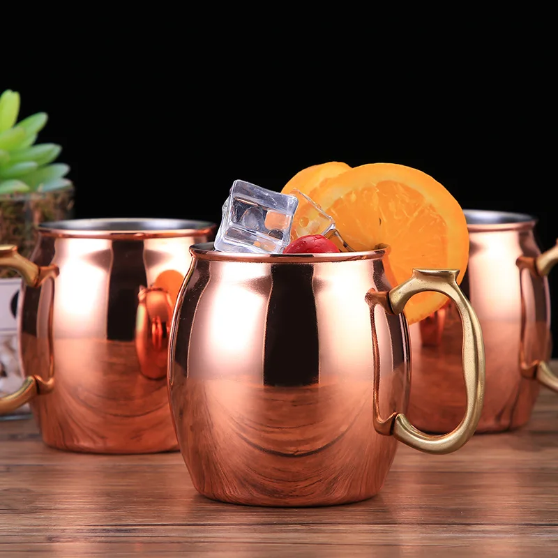 

1pc 430ml Stainless Steel 304 Copper Plated Beer Mug Cocktail Glass Juice Cup Wine Glass Coffee Cup Bar Tool