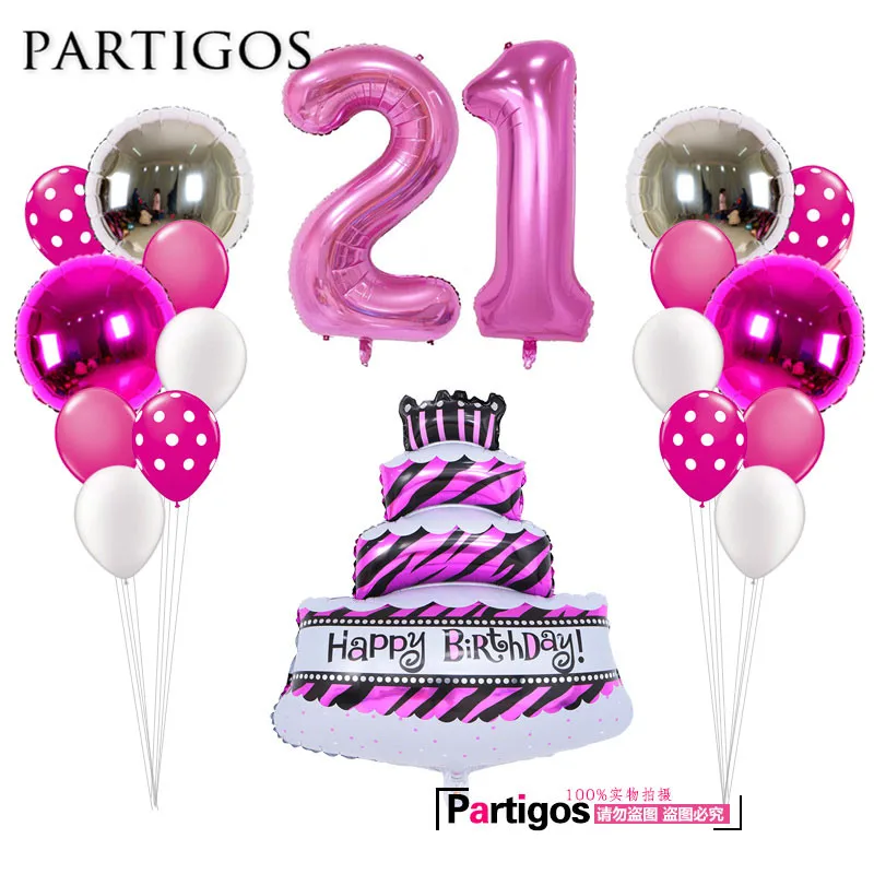 

19pcs 40inch Large Number 18 21 25 Digit Balloons Girl's Birthday Party Decorations Big Cake Balons Helium Event Party Supplies