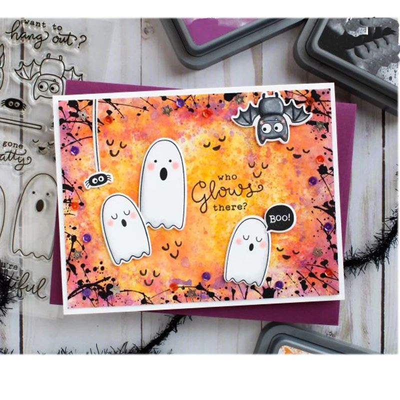 

Ghosts Bats Pumpkin Clear Silicone Stamp For DIY Scrapbooking Photo Album Halloween Card Making Decorative New 2019