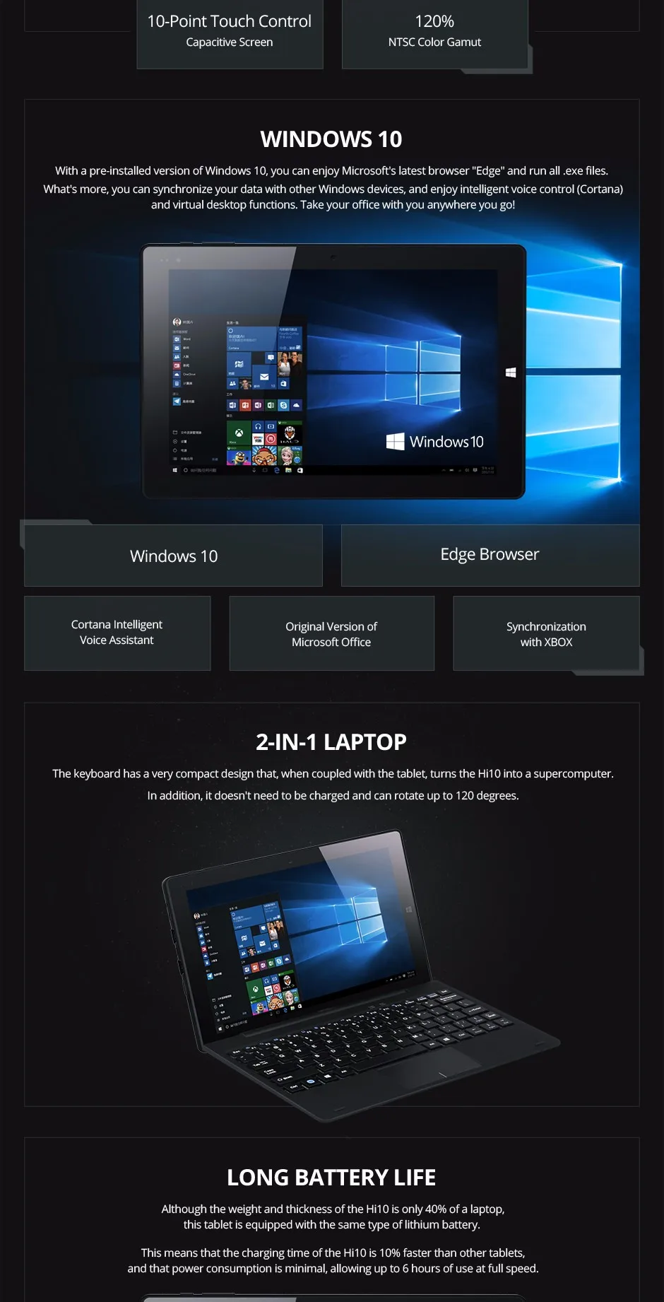 CHUWI HI10 WINDOWS 10 TABLET PC INTEL ATOM CHERRY TRAIL Z8300 8