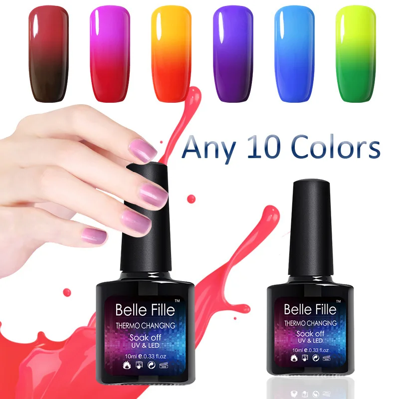 Any 10 Colors Changing color Temperature Thermo Gel Varnishes nail