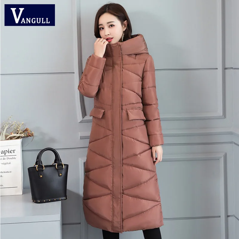 Vangull, новинка, большие размеры, 3XL, парки,, модное женское зимнее пальто, длинная, тонкая, утепленная, теплая куртка, пуховики с хлопковой подкладкой, куртки, верхняя одежда