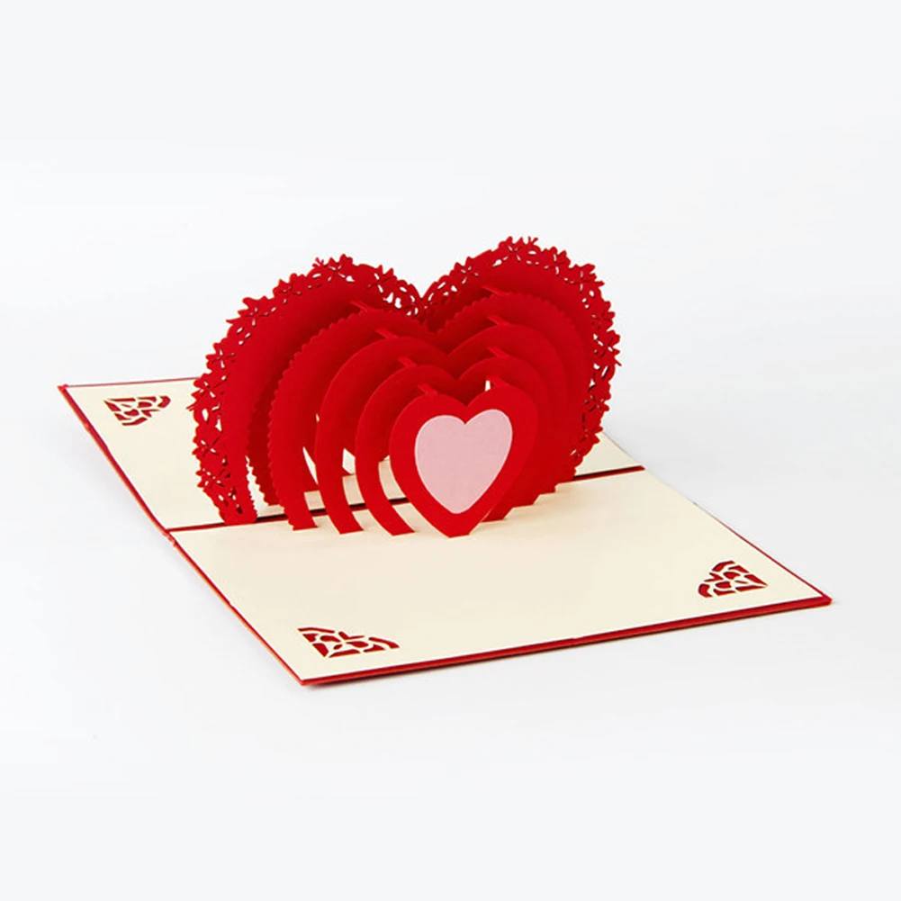 Романтическая бумага 3D лазерные поздравительные открытки День Святого Валентина открытки пожелания пара этикет крафт