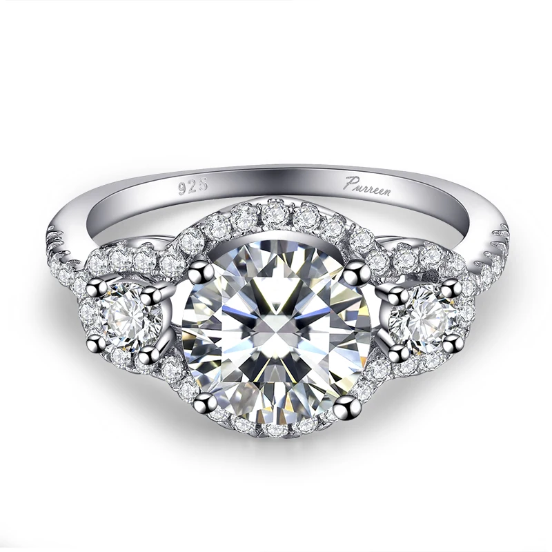 

PURREEN Classic Jewelry 925 Sterling Silver Engagement Rings Made With Cubic Zirconia Jewelry For Valentine's Day Gifts In Box