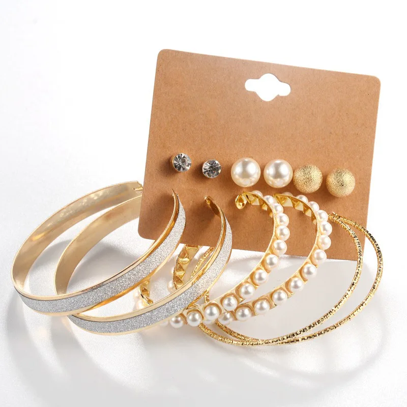 

Variety Of Bifferent Sizes Suit Gold/silve Earrings For Women New Arrive Large Round Femme Party Fashion Jewelry Accessories 266