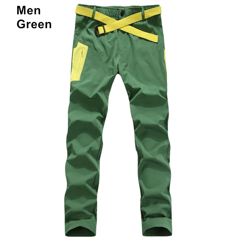 RAY GRACE мужские быстросохнущие походные брюки для спорта на открытом воздухе, дышащие, для кемпинга, ультралегкие, эластичные, для походов, рыбалки, женские брюки - Цвет: Men Green