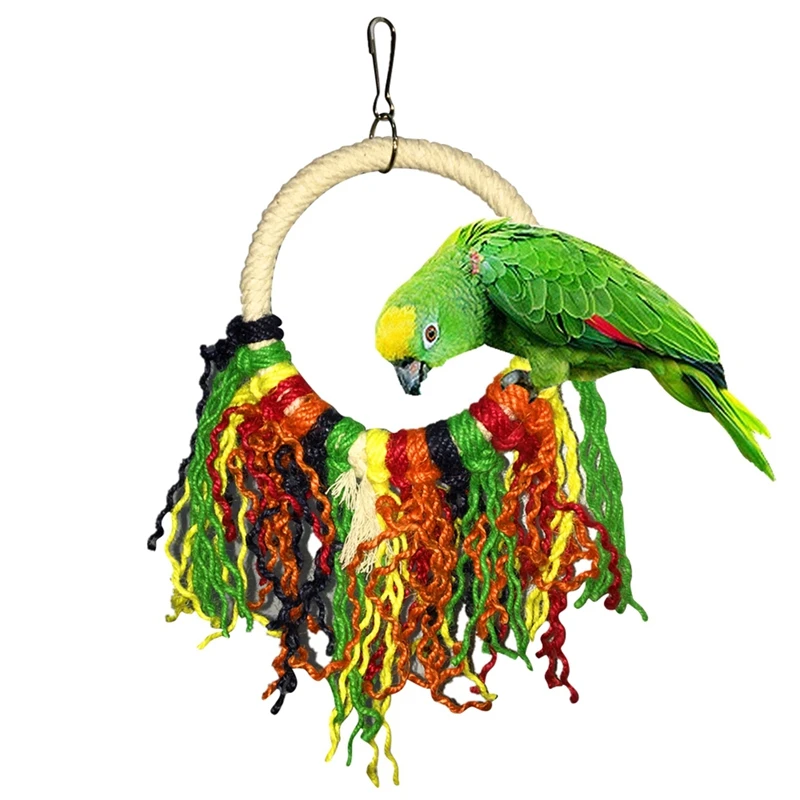 

Funny Bird Toys Blocks Cotton Rope Chew Toys For Parrots Hanging Bridge String IQ Training Swing Colorful Parrot Toys