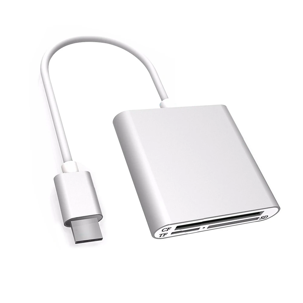 Все в 1 usb type C для CF SD TF камера внешняя кардридер для Macbook Pro Air телефон OTG USB-C устройств супер скорость - Цвет: white