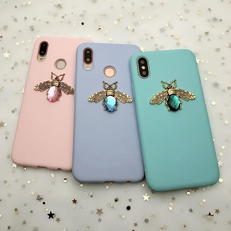 Diamond пчела чехол для huawei P30 P20 Lite Коврики 20 10 Lite P Smart плюс Y6 Y7 Pro Y9 Honor 20 10 8X 10i V20 9 Nova 3 3i крышка