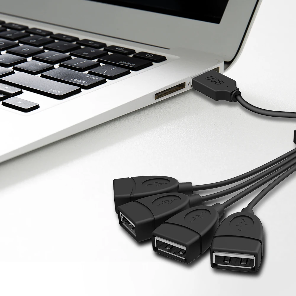 4 порта USB 2,0 usb-хаб кабель для зарядки разъём адаптер для смартфона компьютера планшета ПК мышь данных USB кабель
