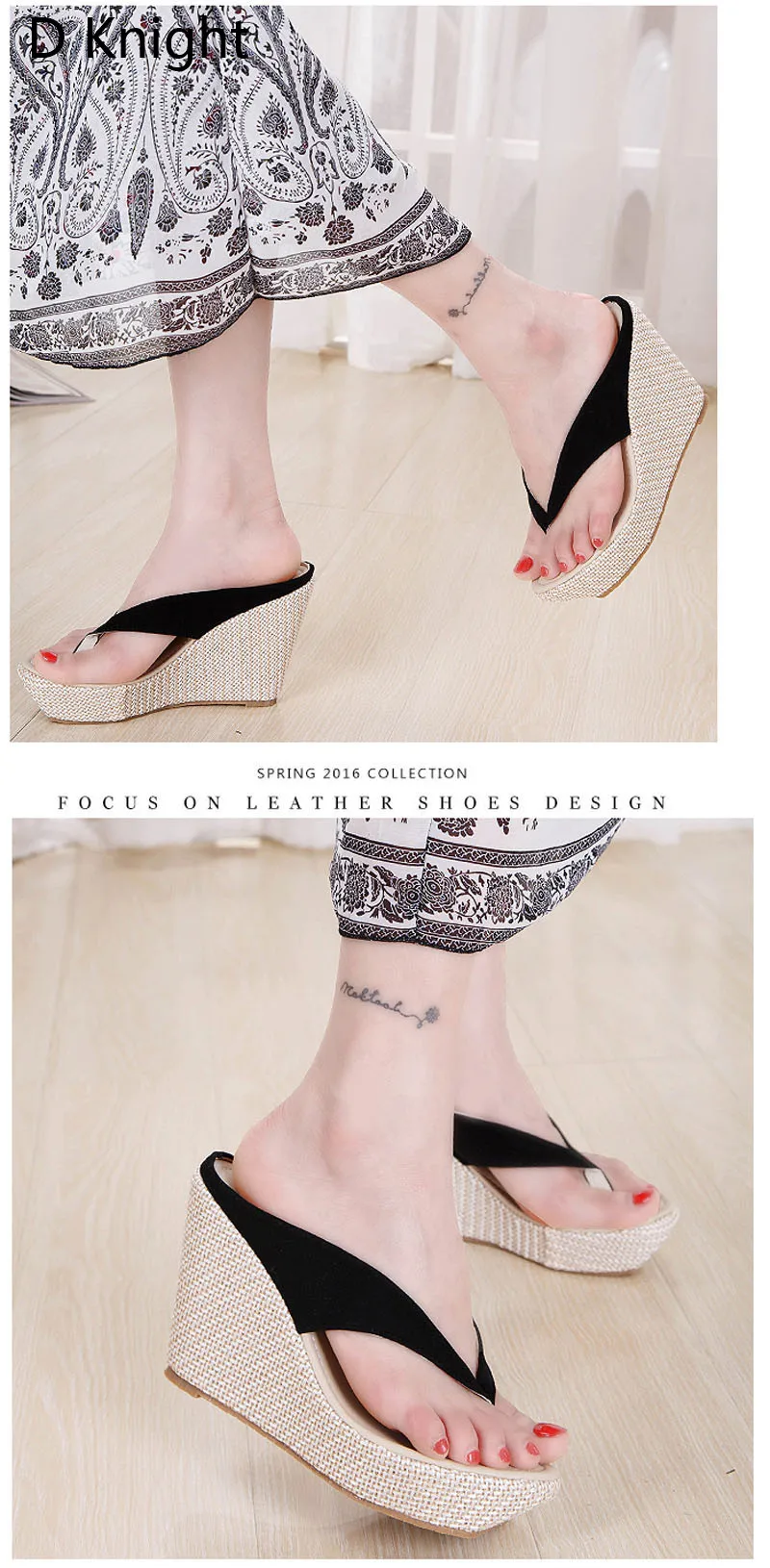 Bohemia Summer Platform Wedges Sandals Comfortable Slip On Slippers Black Red Pink Flip Flops Wedges Heels Sandalias Plataforma (21)