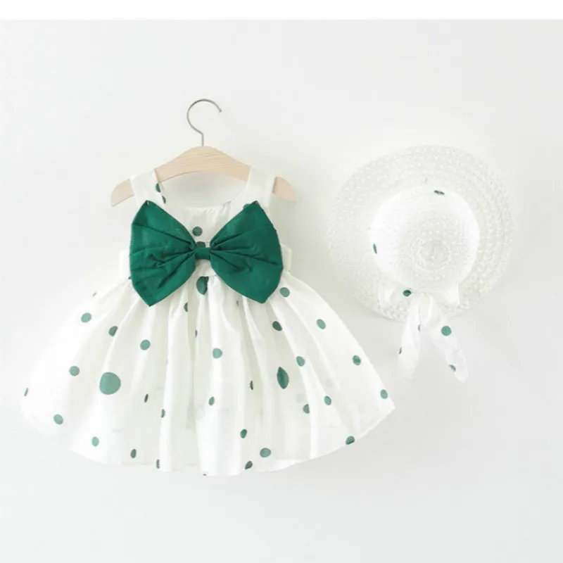 

New Kids'Dresses for Children in Summer 2019 Original Kids' Big Butterfly Knot Dotted Straw Hat Princess christmas dress girl