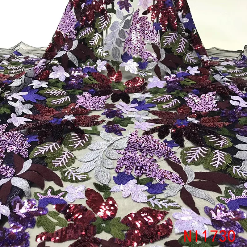 

2019 High Quality African Lace Fabric French Mesh Lace Fabric with Beads Sequins Nigerian Laces Fabrics for Dresses ksNI1730