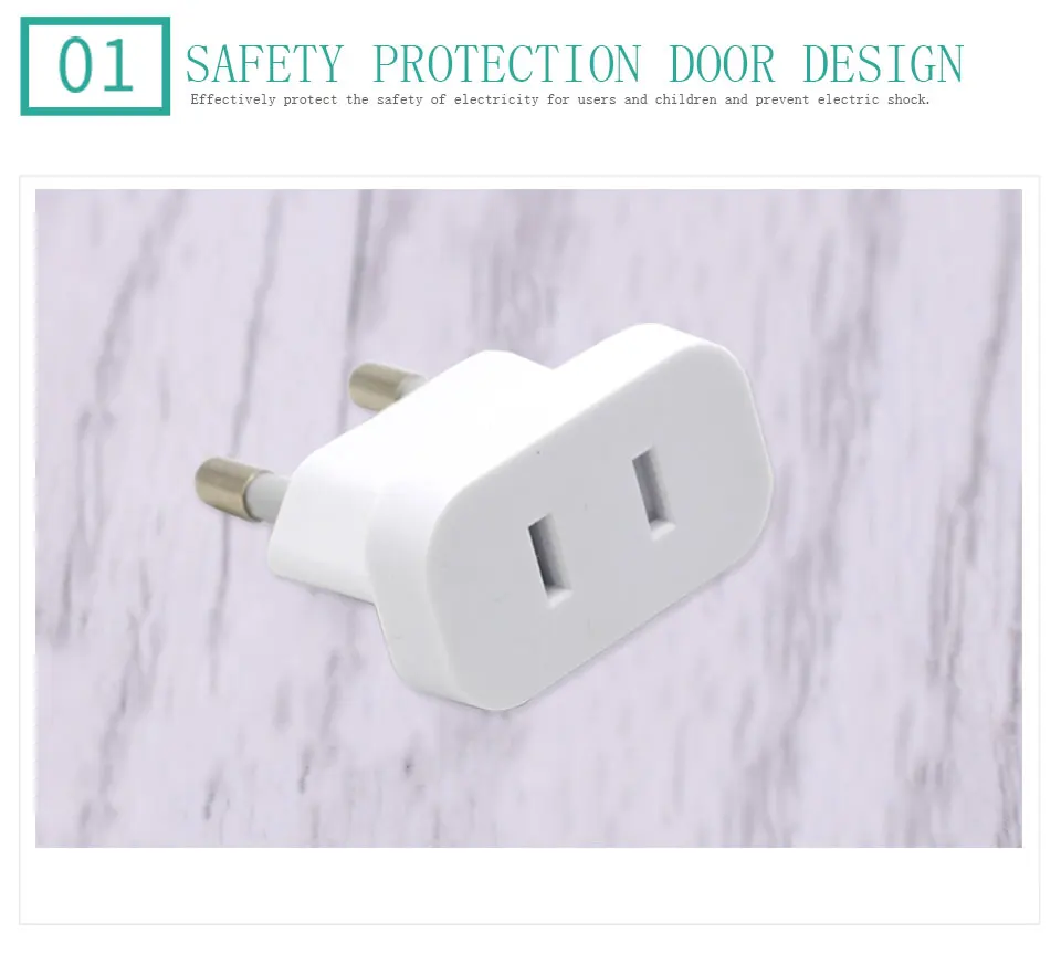 1PC US To EU Plug USA To Europe Travel Wall AC Power Plug Safety Door Design Charger Outlet Adapter Converter 2 Round Pin Socket (5)
