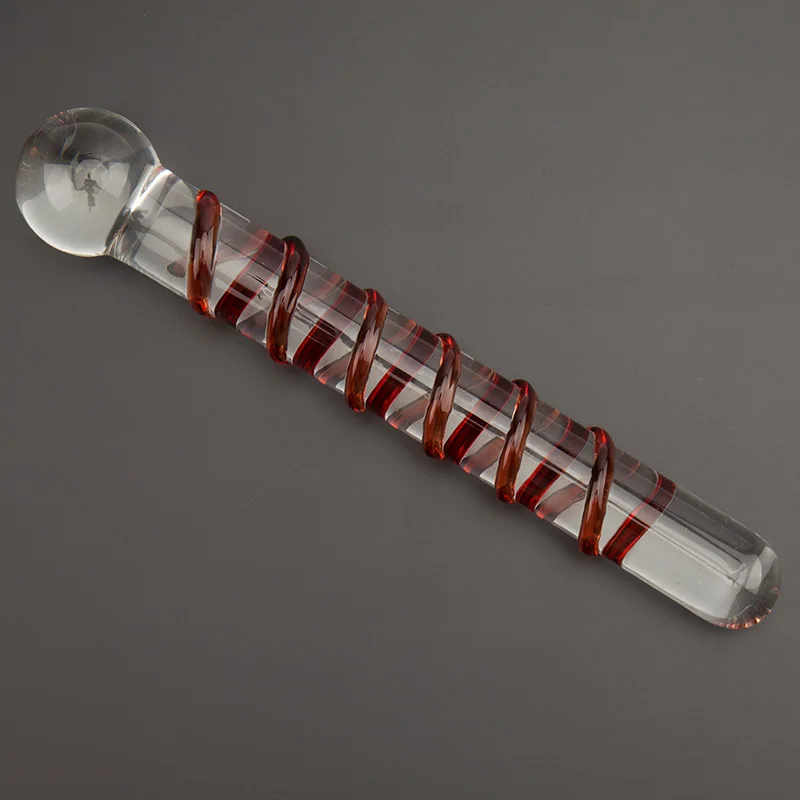 8.5 inches Crystal Pyrex Glass Dildo, Swirl Surface Big Penis Anal Beads Butt Plug Adult Sex Toys for Woman, Sex Products