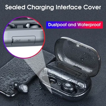 

Hot TWS touch waterproof wireless Bluetooth headset 5.0+ EDR headset IPX7 tape 2400mAhLED power display charging box for Phone