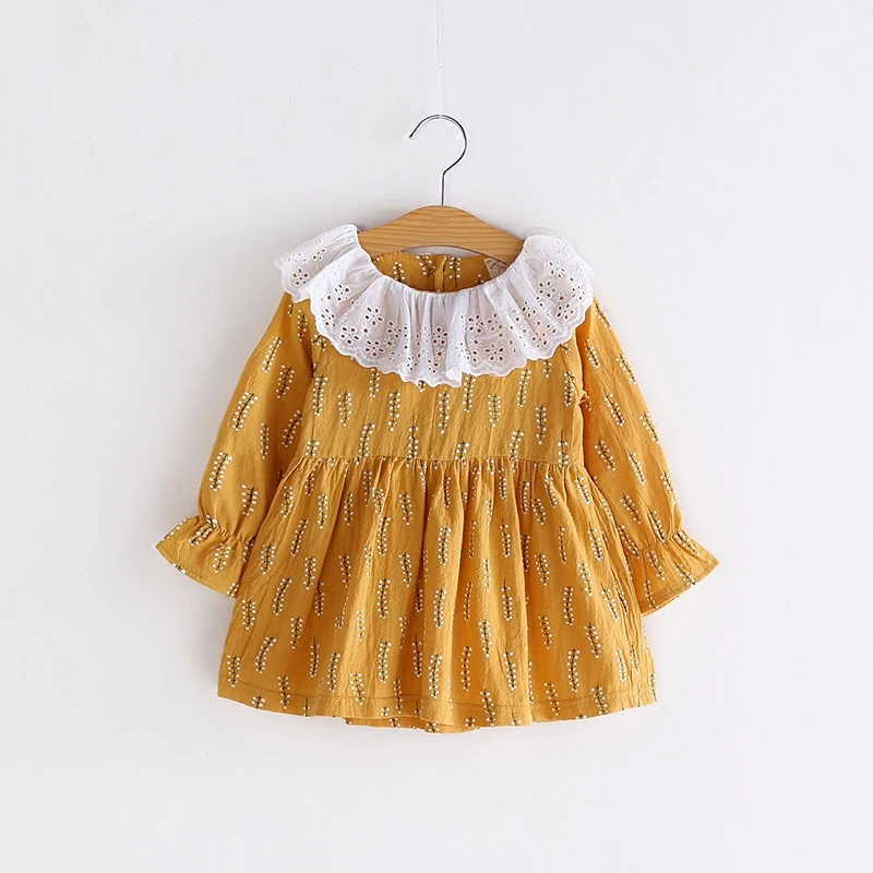 

Age3 -7T 2017 New Spring Autumn Baby Girls Dress One Piece Fashion Lace Flower Long Sleeve Cute Princess Birthday Party LCY