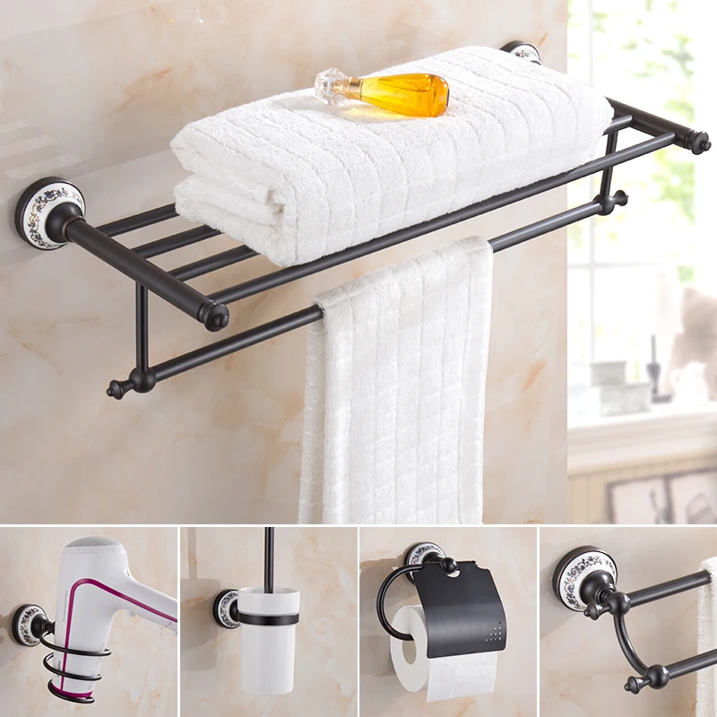 Black Bath Accessories Set Bath Hardware Set Towel Shelf Towel Bar Toilet Paper Holder Soap Dish Toilet Brush Holder ELG10 Black Bath Accessories Set Bath Hardware Set Towel Shelf Towel Bar Toilet Paper Holder Soap Dish Toilet Brush Holder ELG10