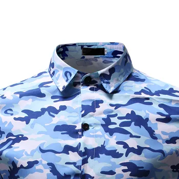 

Men's New Pattern Casual Fashion Printing Lapel Camouflage Long Sleeved Shirt c0301