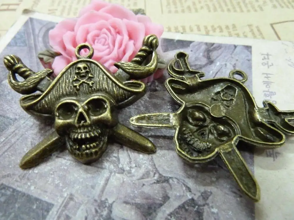

10Pcs Antique Bronze Skull Pirates Charm DIY Jewelry Making