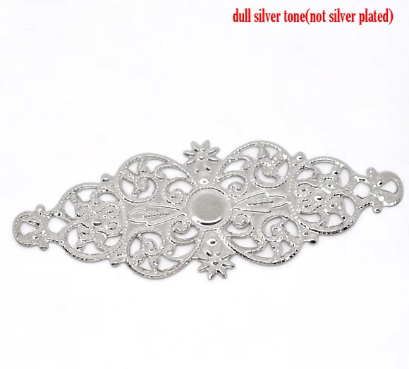 

DoreenBeads Alloy Connectors Findings Flower vine Silver Color Flower Hollow Jewelry 6.1cm(2 3/8")x 24mm(1"),6 PCs