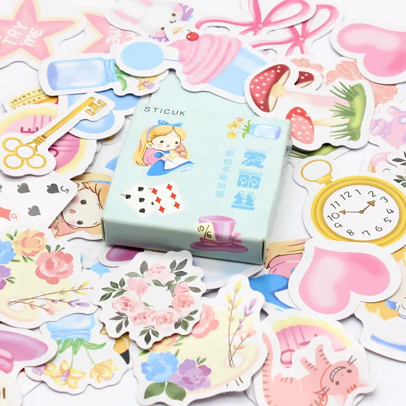 40sheet/set Cartoon characters and flowers Sticker DIY Scrapbooking Paper Diary Album Planner Wedding Waterproofing Decoration