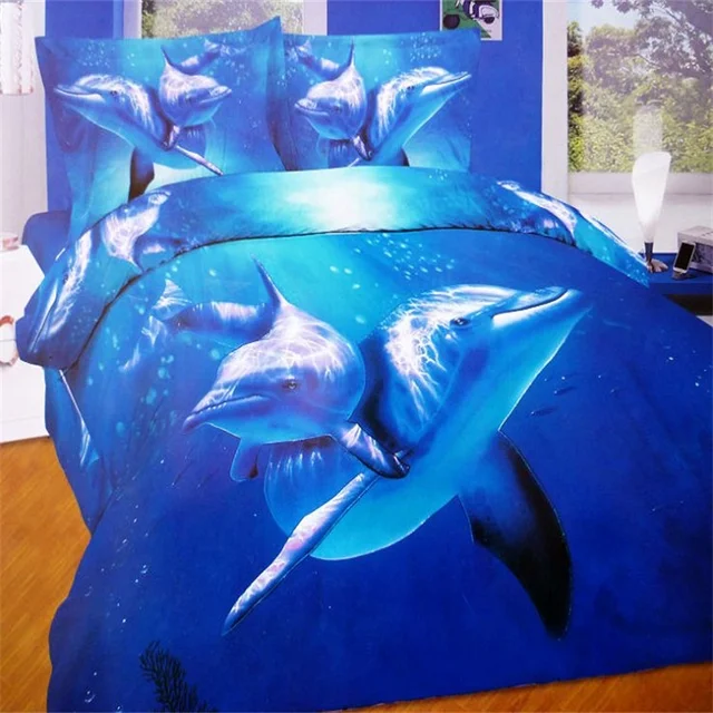 beautiful blue ocean 3d animal print dolphin bedding set queen size dolphin sheet set
