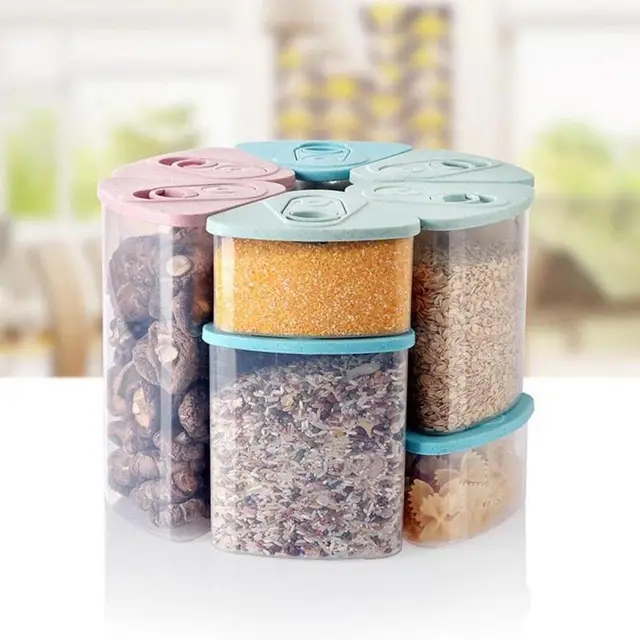 Triangle cereal grains storage tank Covered plastic sealed cans Food