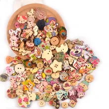 Vintage peinture mixte boutons en bois pour artisanat Scrapbooking couture vêtements bouton bricolage enfant vêtements fournitures 15-35mm M1893