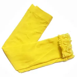 Маха Мода для девочек кружевные леггинсы Детская Карамельный Цвет Симпатичные дети чистый Леггинсы для женщин желтый