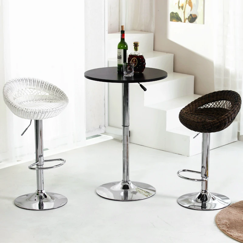 

Quality Creative Lifting Wicker Chair Braided Swivel Bar Chair Stool Bird Nest Shaped Bar Stool Ergonomic Adjustable Height