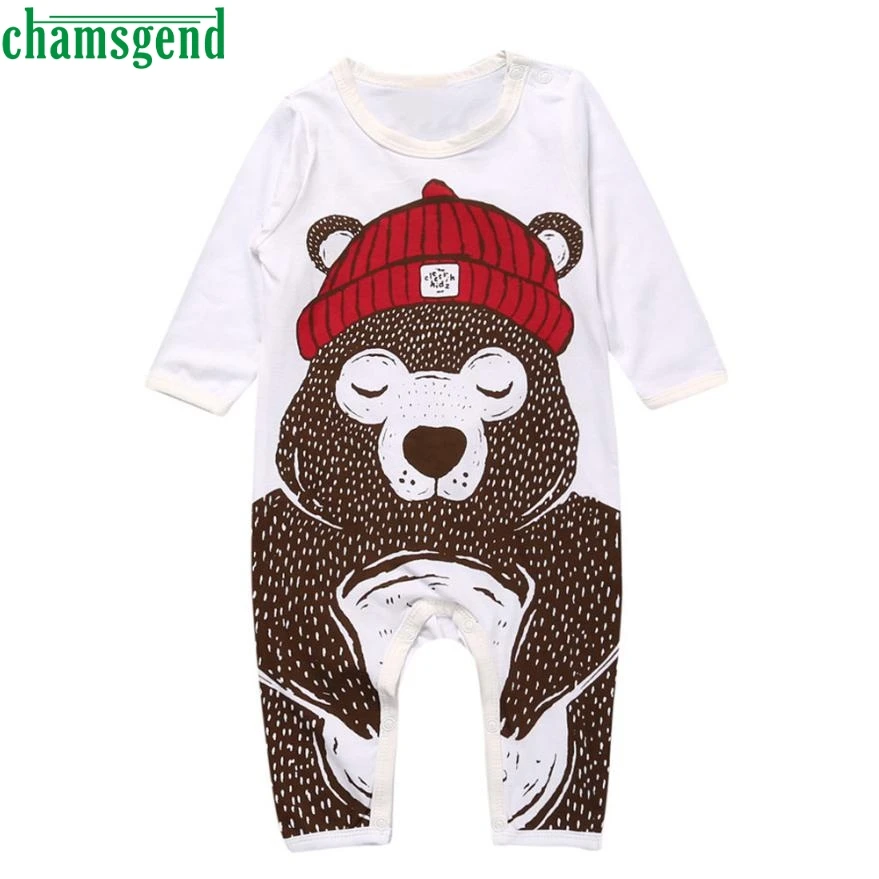 

CHAMSGEND Baby climbing costume for cartoon animal prints Cartoon Pattern Jumpsuit Romper Outfits White Clothes P30 baby clothes