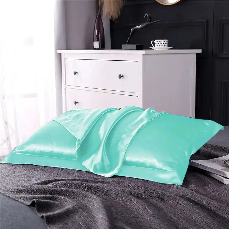 SlowDream Luxury White Nature Satin Silk Luxury Pillowcase Wholesale Queen King Silky Bed Pillow Case For Healthy Sleep - Цвет: 6