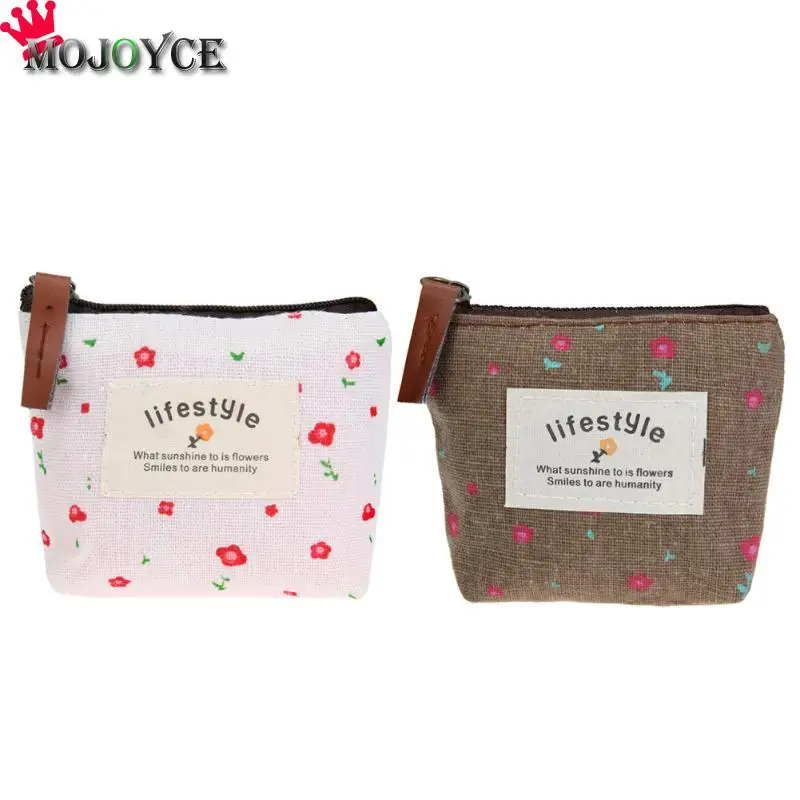 

MOJOYCE Women Pastoral Money Bag Canvas Small Coin Purse Floral Key Holder Wallet Mini Wallet Holder Zip Coin small Bags