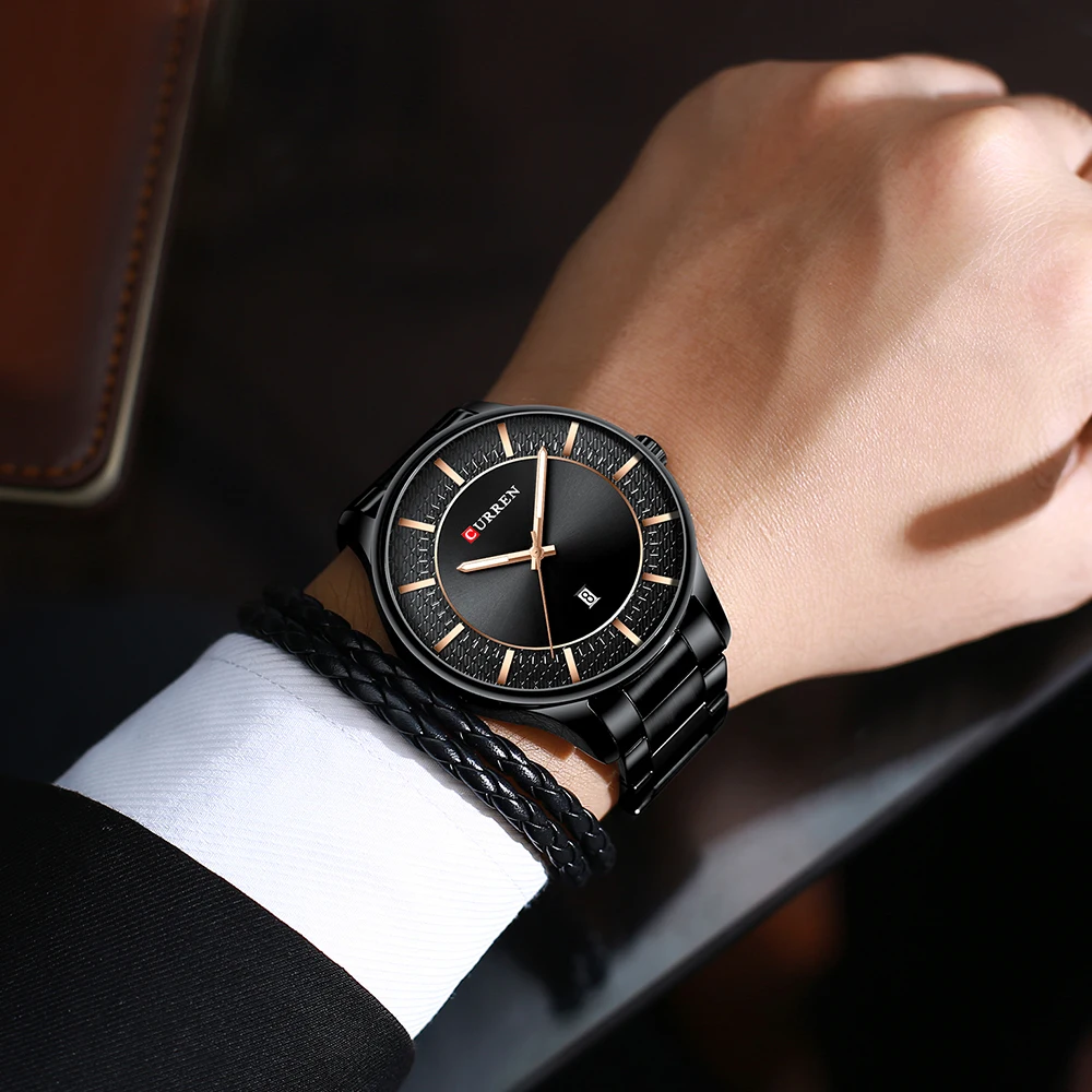 

Sport Military Quartz Men Watch Black Ultra-thin Date Analog Stainless Steel Strap Watches Gifts Relogios Dropship CURREN