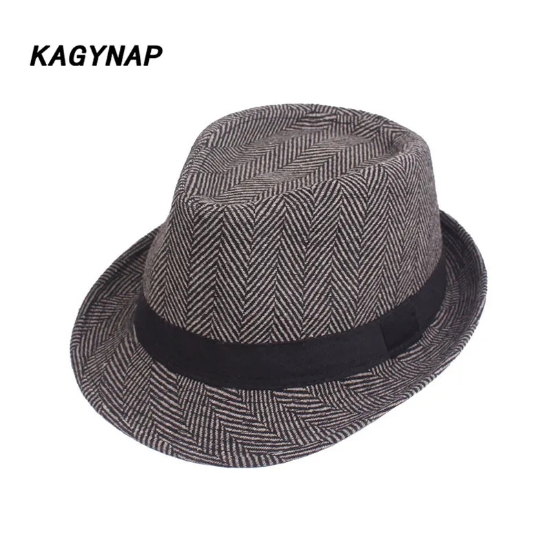 [KAGYNAP] Ретро Бренд для мужчин и женщин Fedoras Топ джаз шляпа осень зима Bowler шапки Кепка классический папа