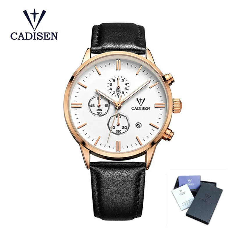 

CADISEN Men's Fashion Casual Quartz Watch Male Military Sport Wristwatches Waterproof Leather Watches Relogio Masculino