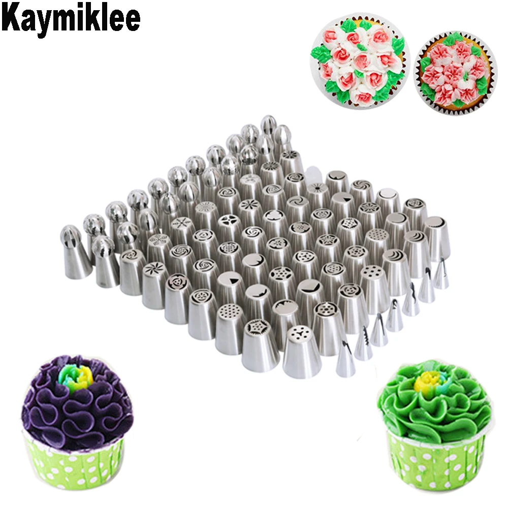 

Kaymiklee 86PCS/SET Pastry Nozzles Cake Decorating Tools Cake Decoration Ball Russian Icing Piping Set Korean Nozzl CS097