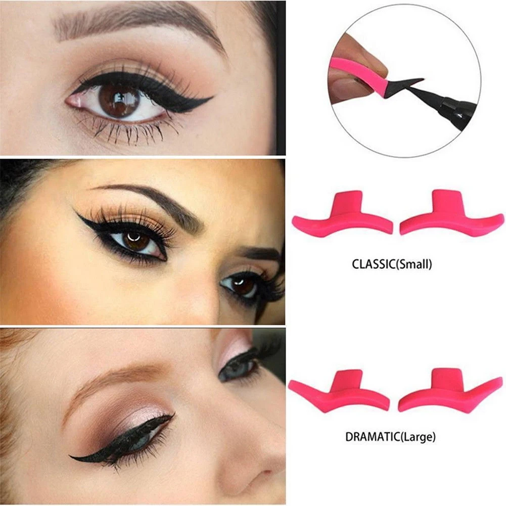 

2PCS Pink Color Beauty Makeup Eyeliner Wing Stamps Easy to Make up Plastic Eyeliner Guide Stamp Sexy Cat Eye Cosmetic Tools