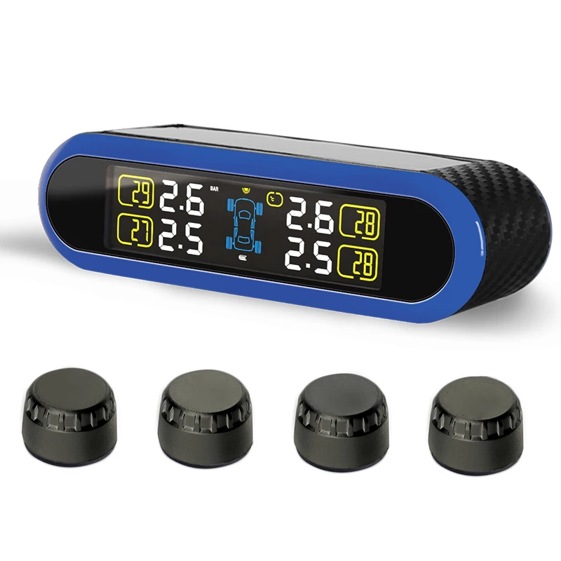 Car Wireless TPMS Tire Pressure Monitoring System with 4 External Replaceable Battery Sensors LCD Display PERSHN T5 WF
