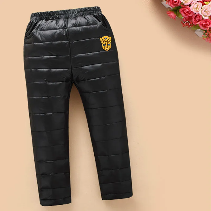 

2017 Autumn Winter windproof children Boy girl warm velvet pants girls cotton down trousers fashion boys Thicken Duck down pants