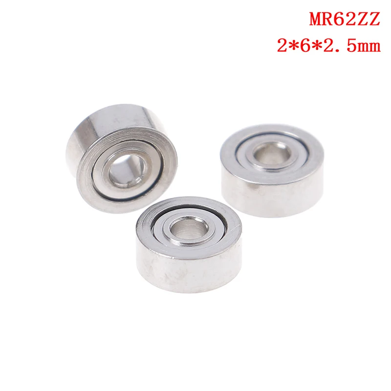 2x6x2.5mm metal shielded precision ball bearings mini bearinRSAP 10Pcs MR62ZZ 