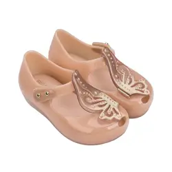 Mini Melissa/Новинка 2019 года, прозрачные сандалии с крыльями бабочки для девочек, сандалии Melissa, пляжные сандалии для малышей, прозрачная обувь