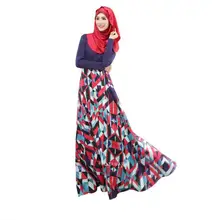 2018 Print Flowers Adult Fashion Limited Kaftan Abaya Turkish Beautiful National Costume Long Arab Muslim Middle East Dress W141