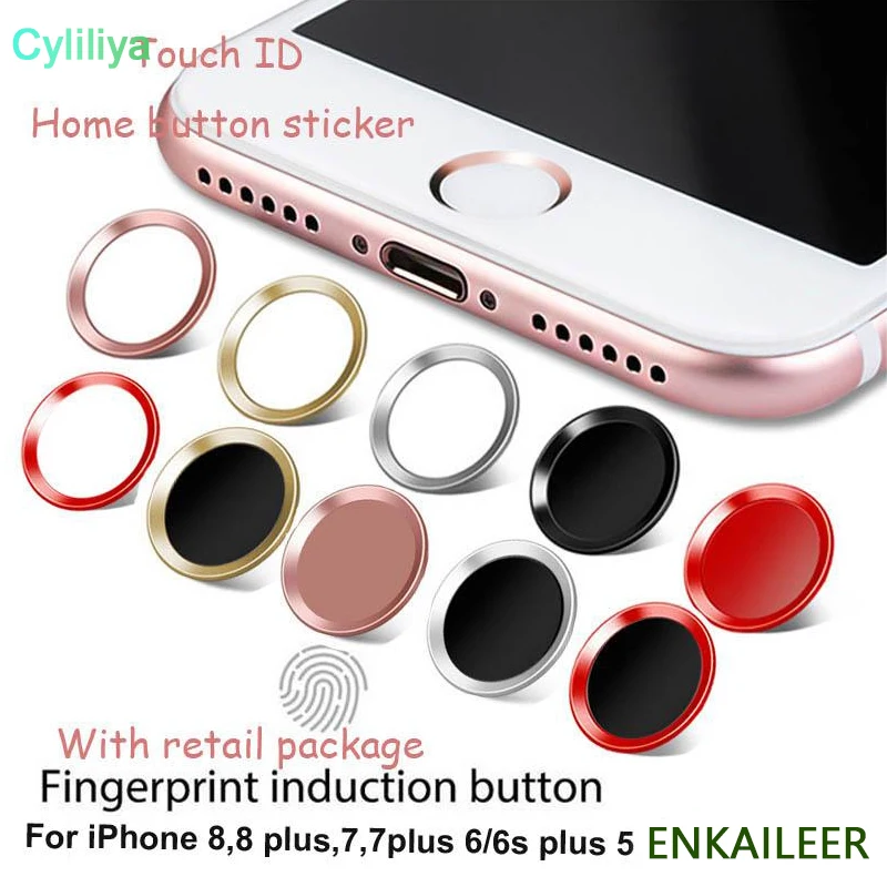 Touch ID Metal Aluminum alloy Home Button round protector Sticker Case For iPhone 8 plus 5 5S 6 6s 7 100pcs/lot | Мобильные телефоны